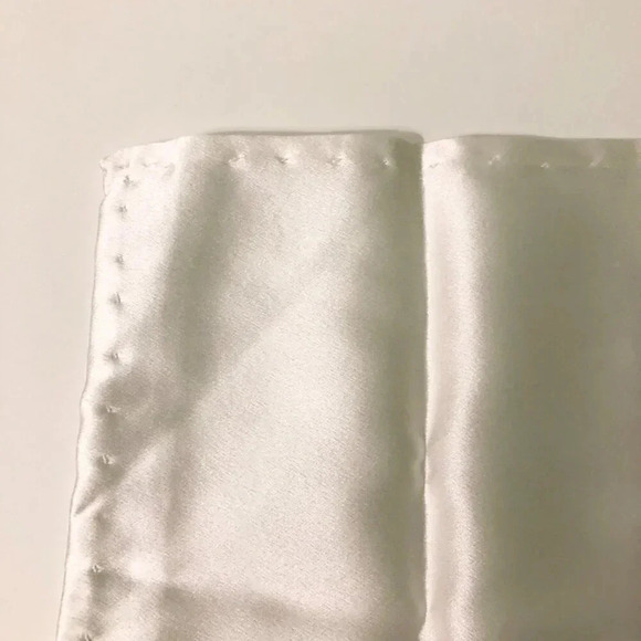 DIon White Silk Pocket Square Made  in Canada - Picture 5 of 14